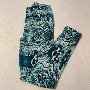 LuLaRoe OS Leggings, Teal Pattern